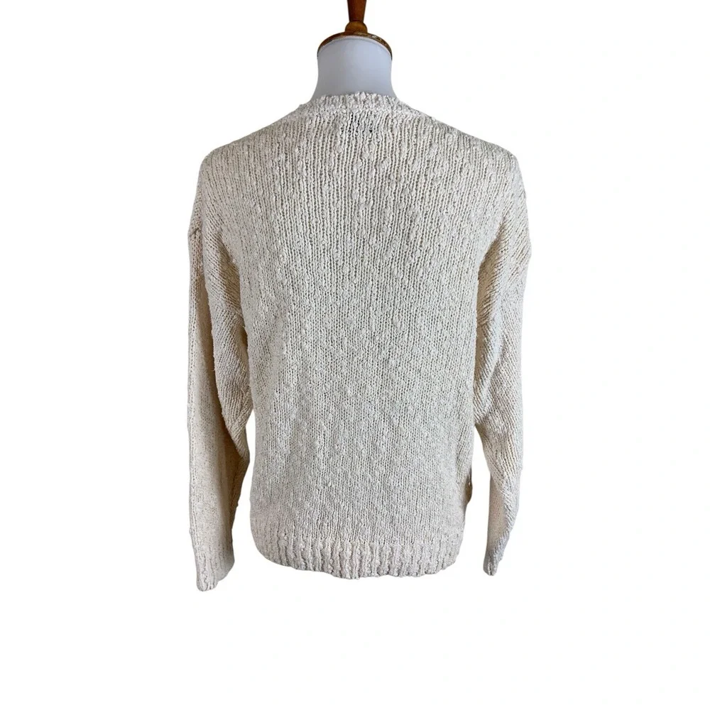DB‎ Sport David Benjamin Cream Floral Applique Chenille Cottagecore Sweater L